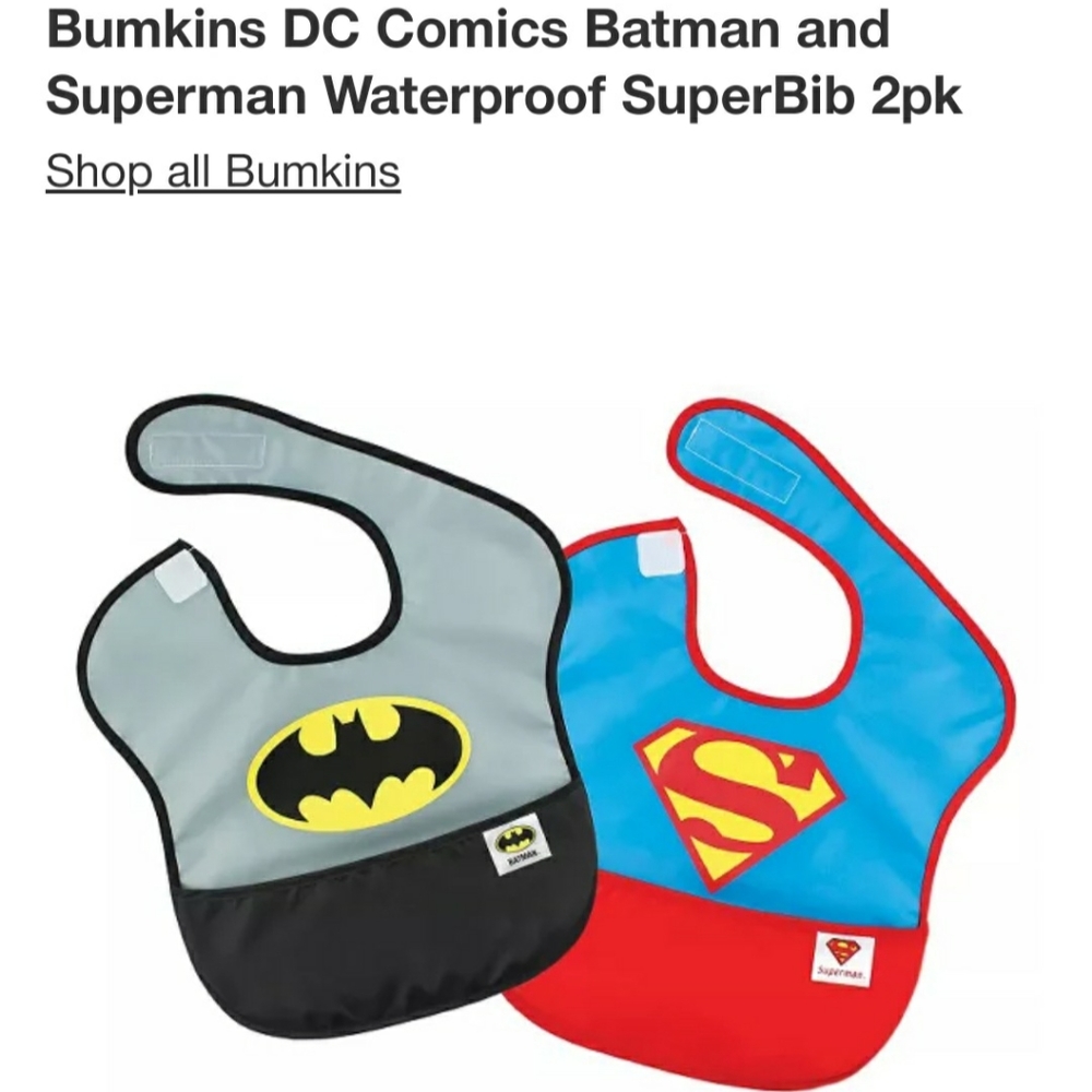 Waterproof Batman and Superman bibs